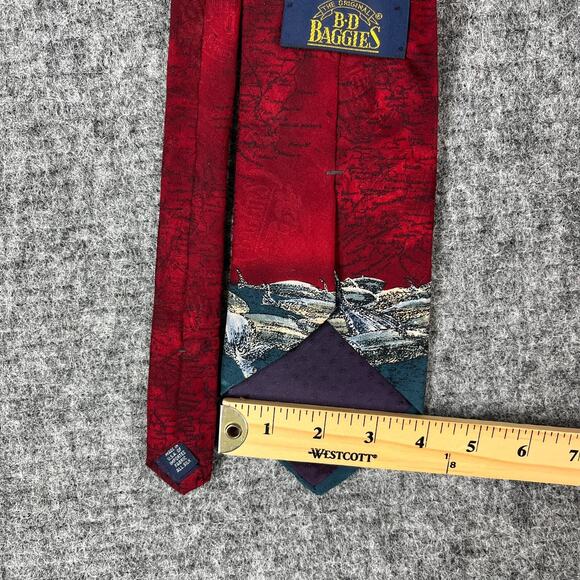 BD Baggies Silk Tie Mens Vintage USA Made Fish Print Novelty Naturecore - Picture 8 of 9